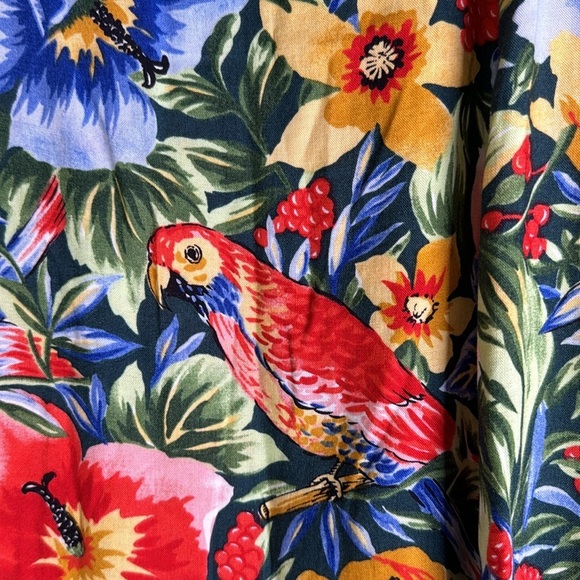 Joe Kealoha’s Hawaiian 🌺 Skirt Red Macaw Parrots Tropical Made in Hawaii Size 14 - Picture 2 of 11